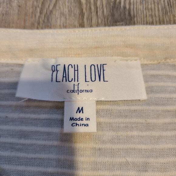 Peach love California white cream stripes with lace trim V-neck size medium - Picture 6 of 10